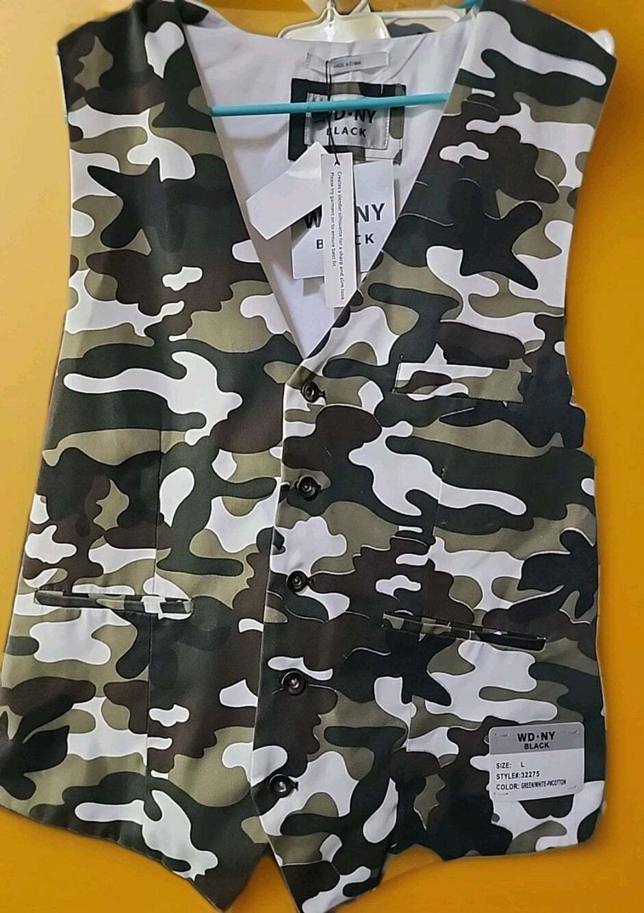 NWT WD.NY REG FIT Suit Vest Waistcoat Large Camo CR50 Excellent Sharp Slim Look
